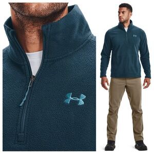 Under Armour Pullover Half Zip Fleece XL Teal Athleisure Comfy